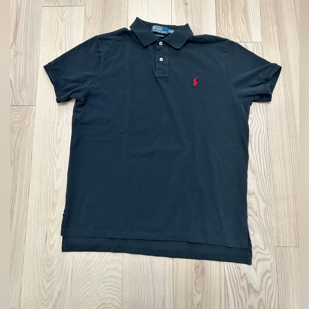 Polo Ralph Lauren Custom Fit Polo Shirt Size XL Short Sleeve Black Red logo